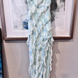 The Vintage Shop Asymmetrical Blue Floral Dress